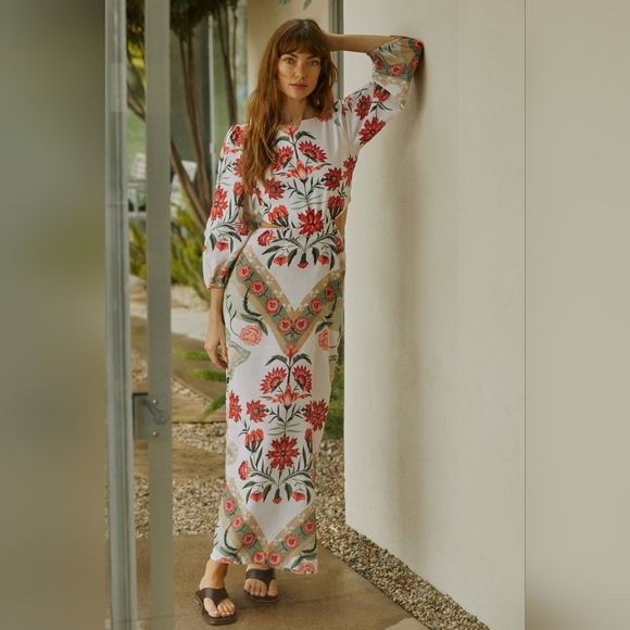 IRREGULAR Anthropologie Encantadore Renata Tropic Maxi Dress Size M - Picture 3 of 11